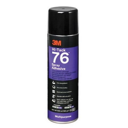 3M 3M Hi-Tack 76 Spray Adhesive Clear, Net Wt 18.1 oz, Can 7000046589